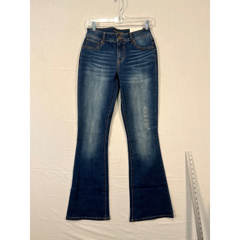 Maurices Womens Denim Flex Mid Rise Flare Jeans Dark Wash Size S Regular 3588